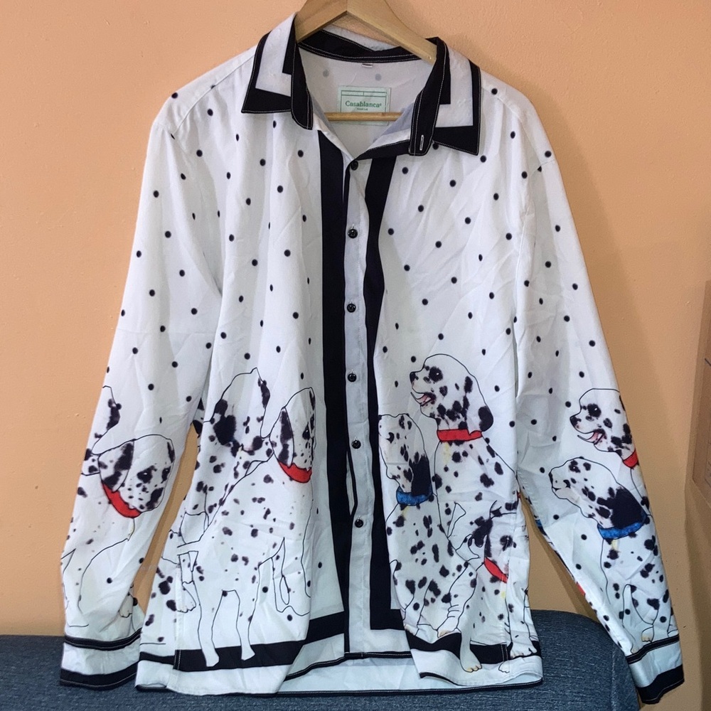 Casablanca Spotted Dalmatian Print Men's Casual Shirt
